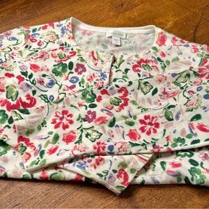 Garnet Hill Multicolor Floral Cardigan